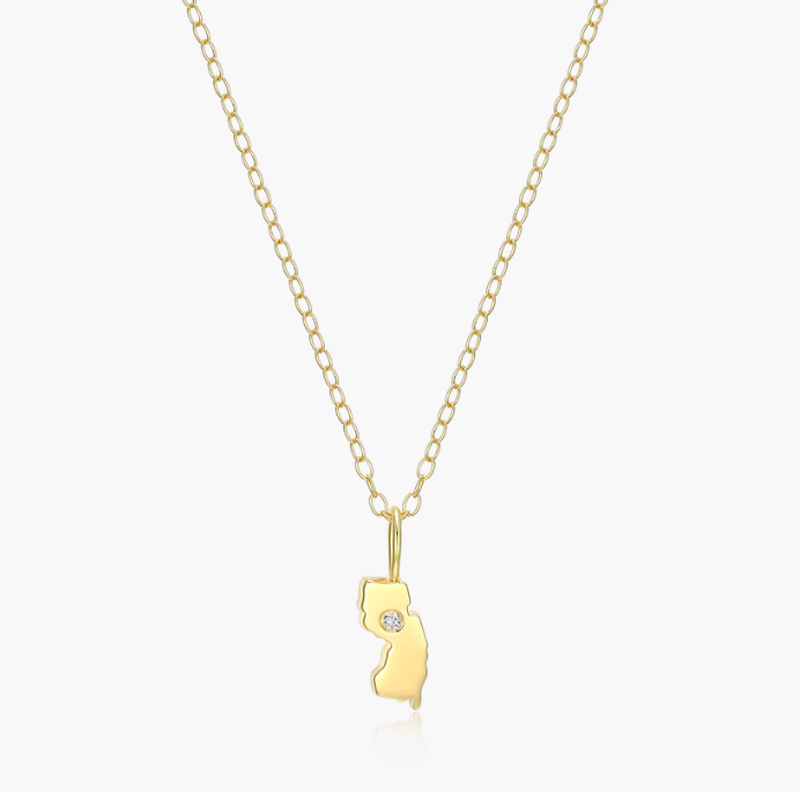 Lab Grown Diamond New Jersey Diamond Pendant Necklace in 14k Yellow Gold Plated Sterling Silver image number null
